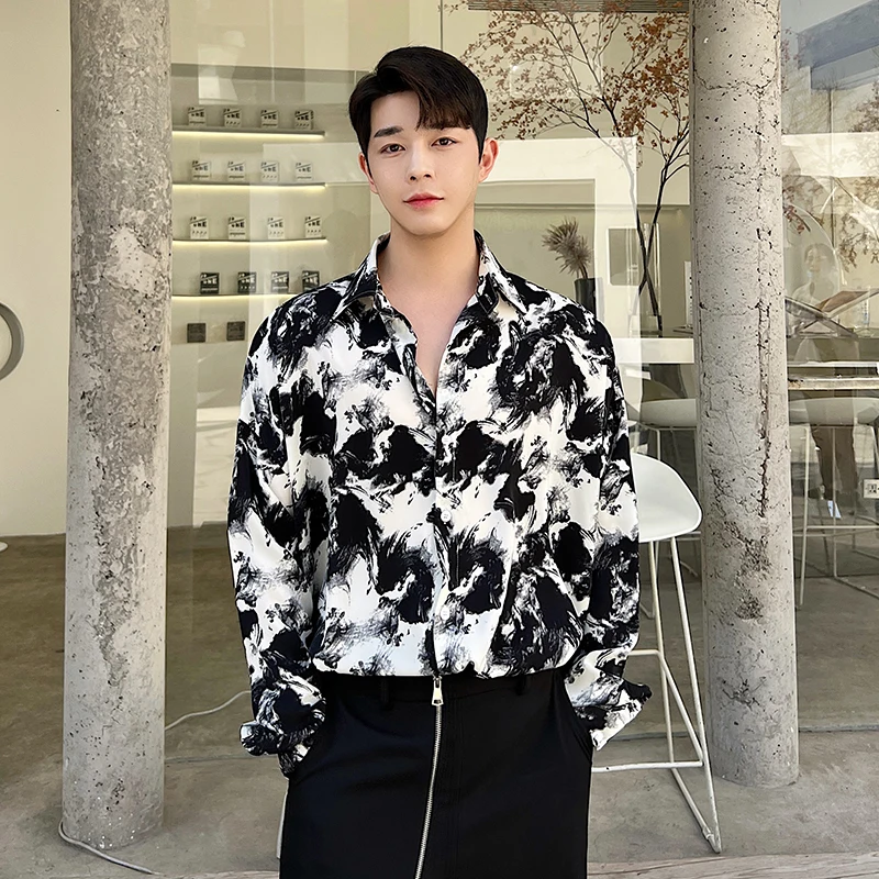 

Vintage Fashion 2022 New Shirts for Men Harajuku Floral Print Long Sleeve Casual Leisure Loose Blouse Button Up Shirt B120
