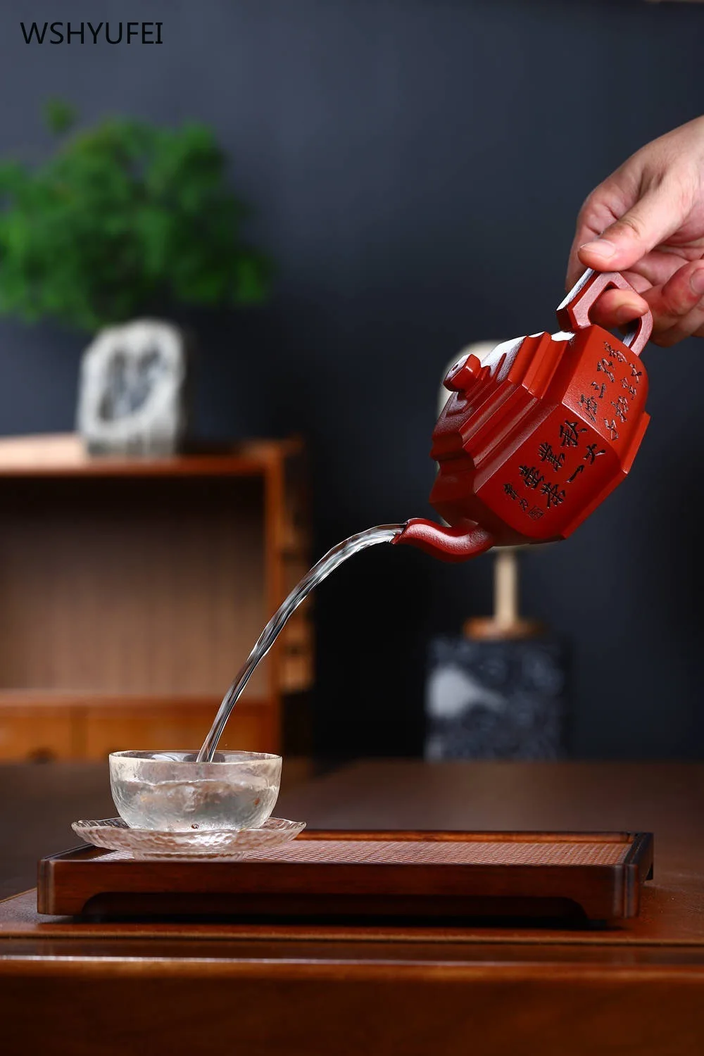 Yixing Raw Mine Red Mud Чайник 340 мл Кунг-Фу Чайный сервиз ручной работы шестиугольный