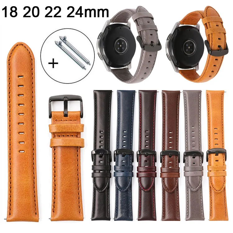 

Watch Strap 18mm 20mm 22mm 24mm Retro Leather Watch Band Watch Genuine Leather Black Buckle Quick Release Pin Wristband