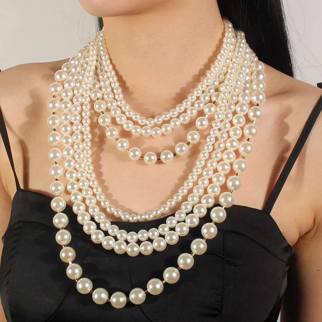 

Vintage Pearl Pendant Choker Multilayer Beaded Chain Necklace Women's Classics Clavicle Sweater Chain Wed Dinner Party Jewelry