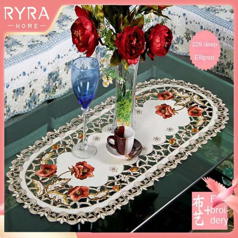 

Pastoral Coaster Anti-scald Rectangular Coffee Table Tablecloth Fabric Pastoral European Dish Cup Plate Desktop Decoration