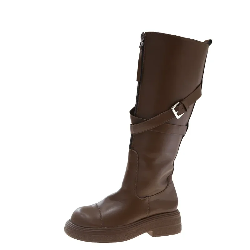 Зимние сапоги до колена на платформе женская обувь модные брендовые ботинки