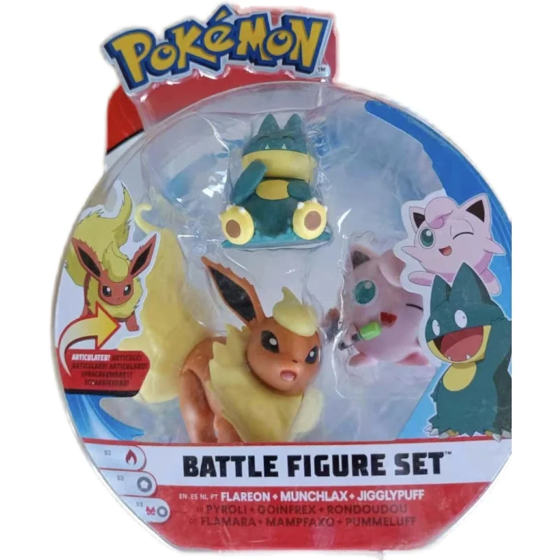 

Pokemon ELF BANDAI Flareon Snorlax Jigglypuff WCT Action Figure Finished Product Plastic Model Toy Ornament Movable Joint Figure