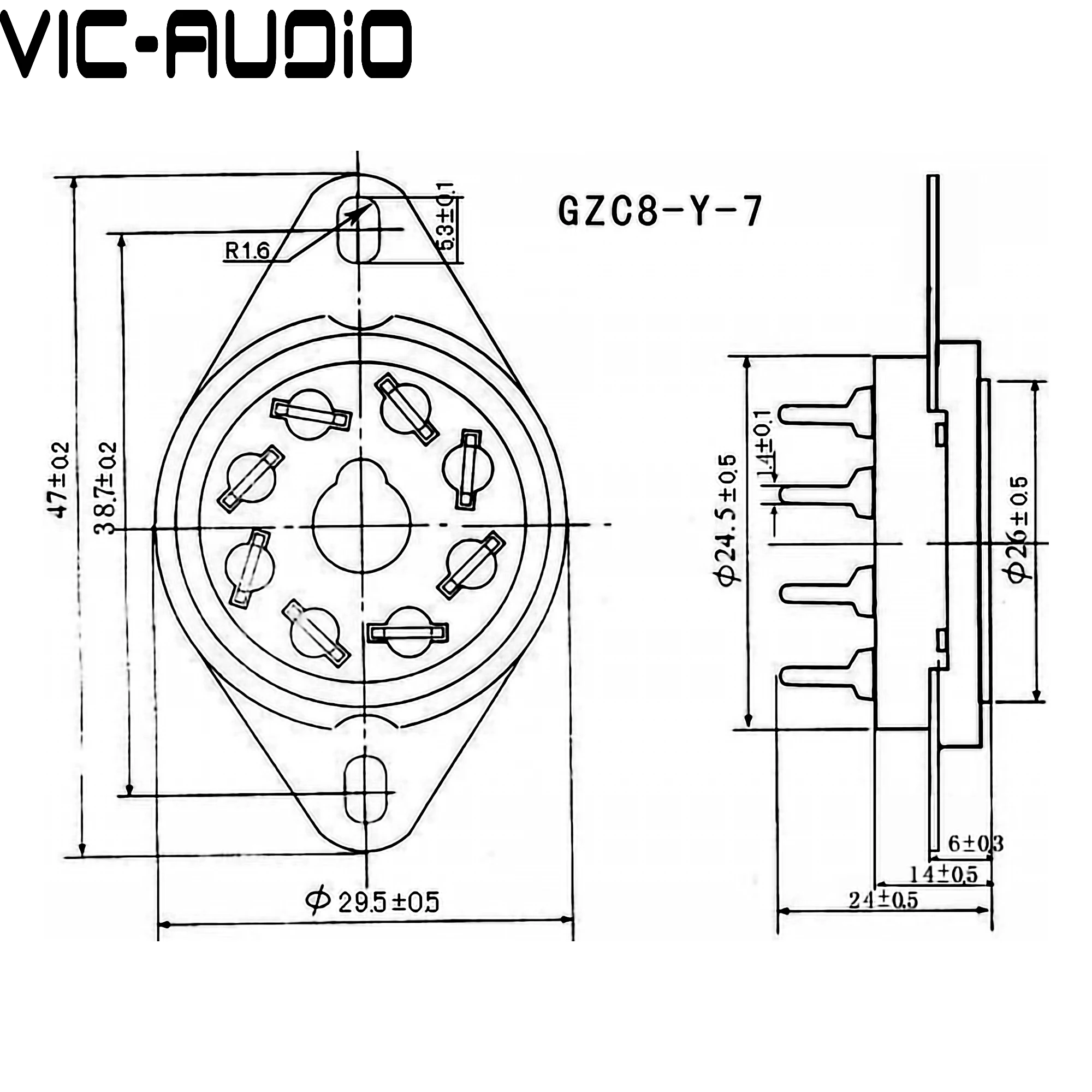 8-контактная трубчатая розетка керамическая Φ K8A винтажная клапана для KT88 6V6 6L6 EL34