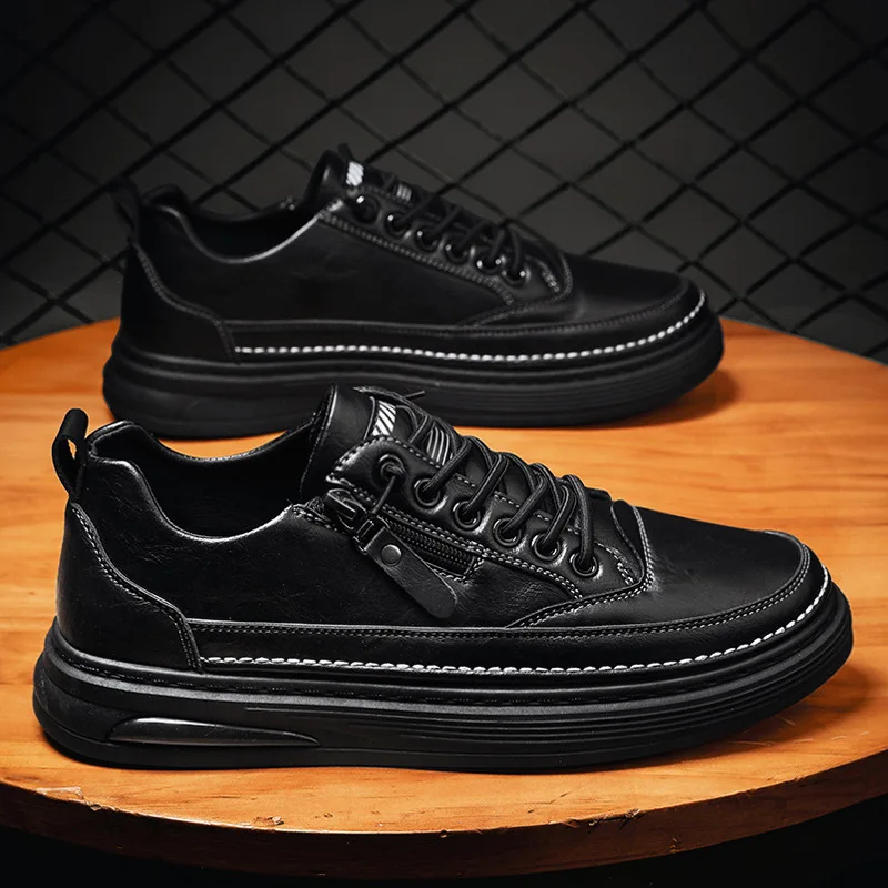 

Low help men's shoes casual Korean small leather shoes cargo wind British retro board shoes pure spring new