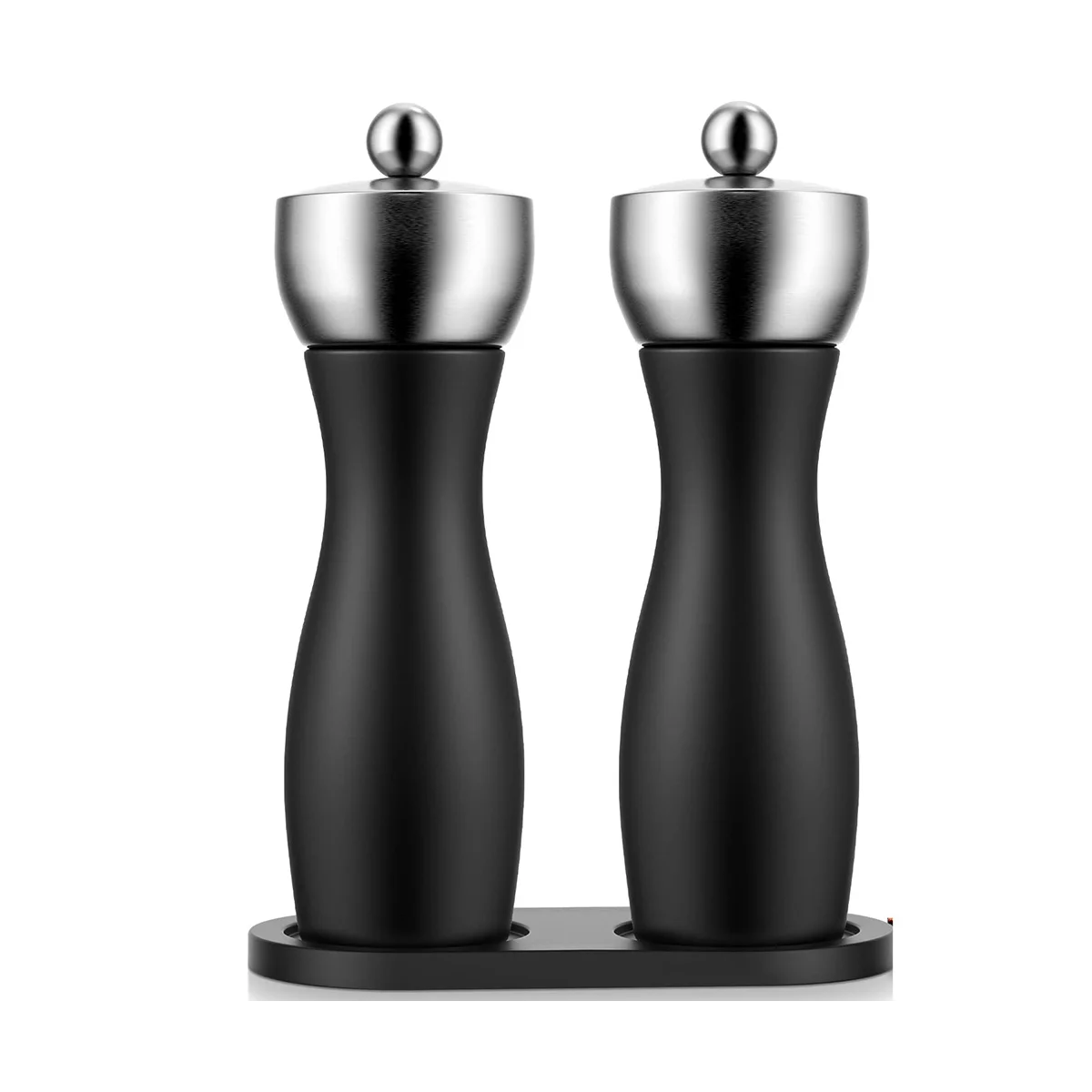6 Inch Pepper and Salt Grinder Set, Wooden Pepper with Ceramic Mechanism, Solid and Durable Salt Grinders Suited