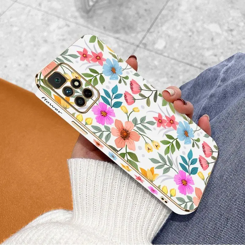 Color Flower Luxury Plating Phone Case For Xiaomi Redmi 10 12C 10C 10A 9 9T 9A A1 9C Cover