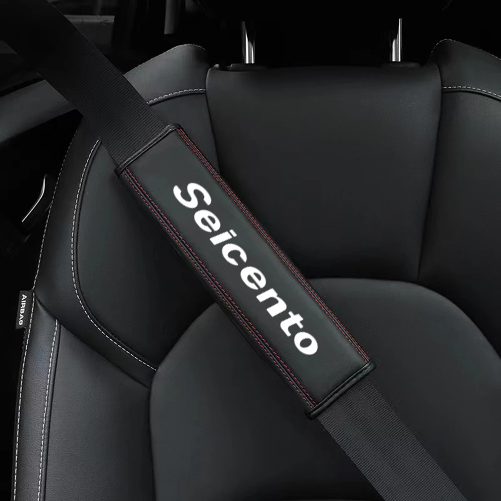 

for Fiat Seicento Car Seat Belt High Quality Leather Safety Cover Shoulder Strap Pad Shoulder Protector Car Accessories Interior