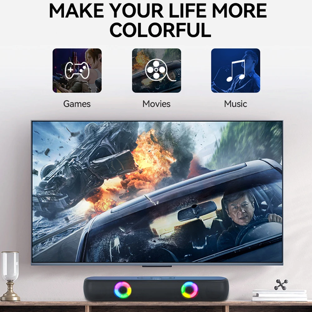 Портативная ТВ-Саундбар RGB светящийся Bluetooth-динамик игровая домашняя