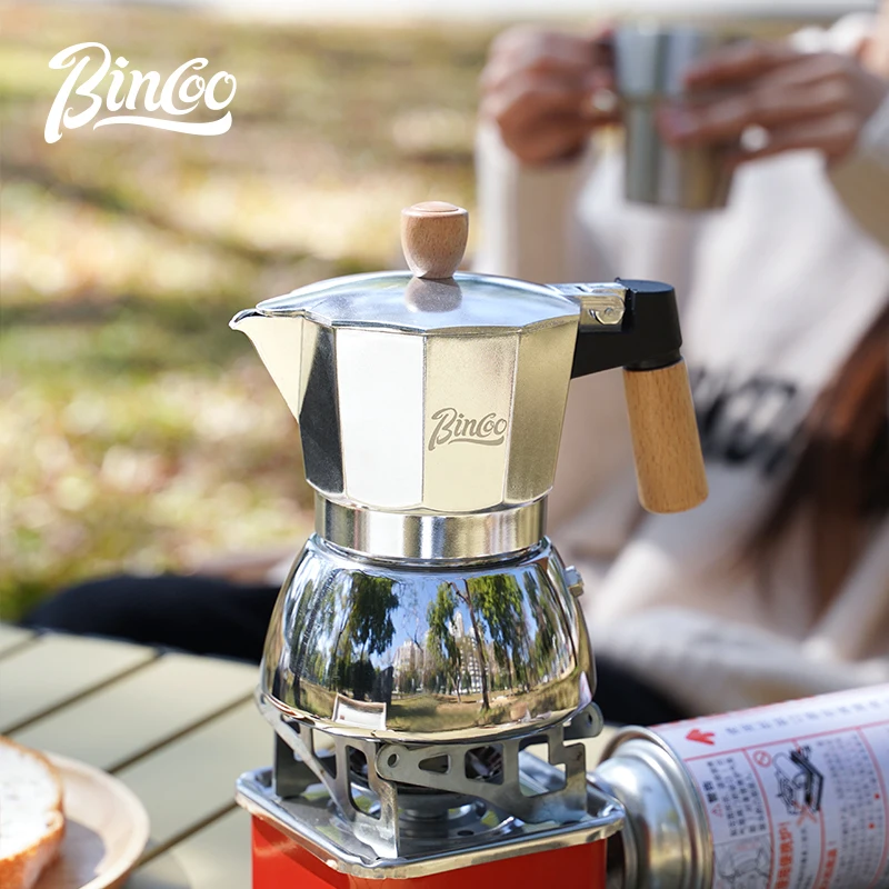 Bincoo 2 Cup Double Valve Espresso Maker Coffee Pot  Aluminum Alloy Café Brewing Professional Home Outdoor Barista Accessorie