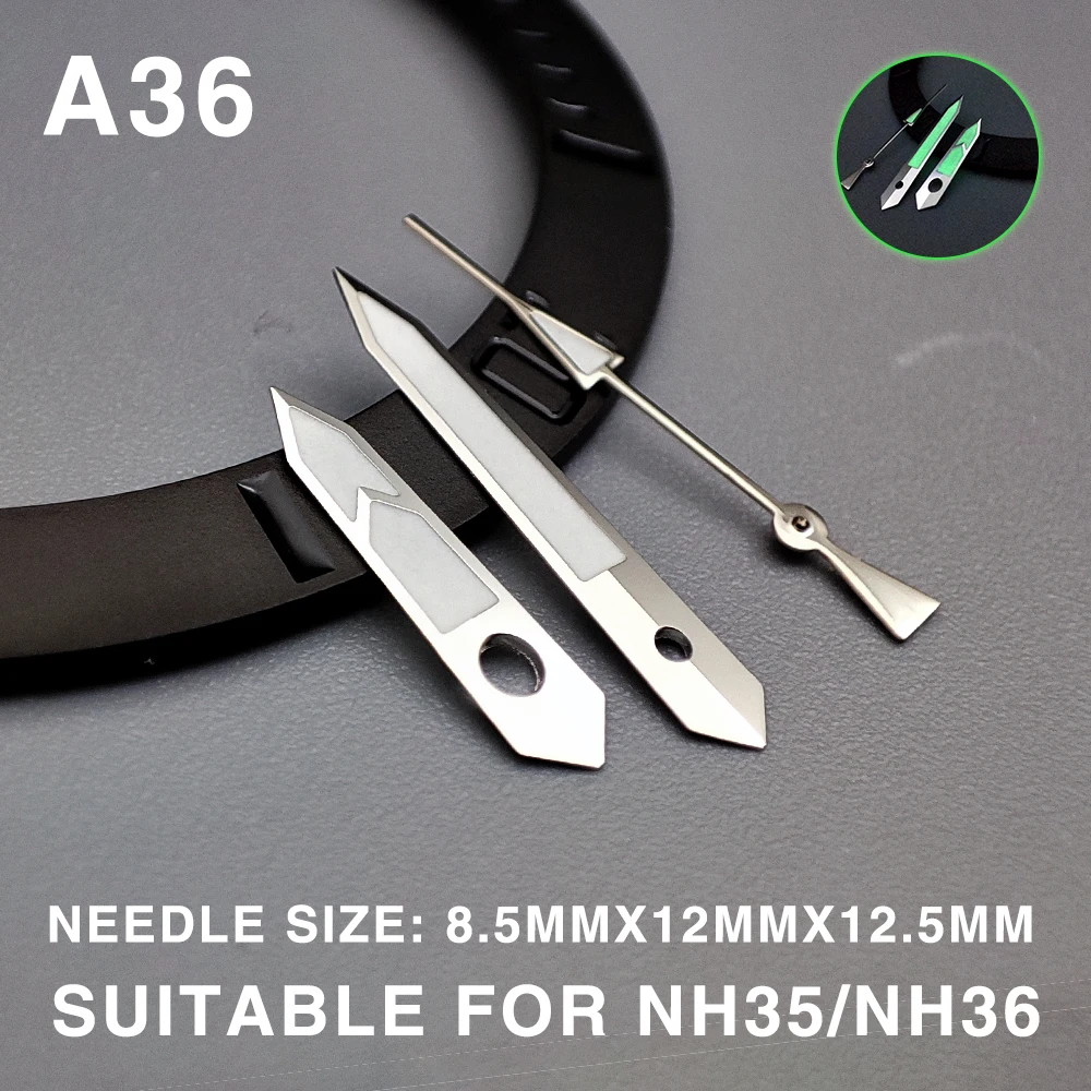 Фото Аксессуары для часов Стрелки Superluminova Сине-зеленые стрелки для NH36/35, 4r36 A1~A104 Механизм корпуса №3