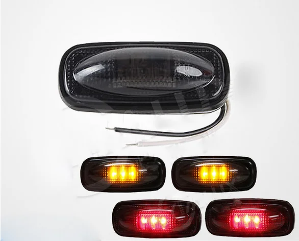 Car Side Light Smoked Shell 1 Pc Piranha Lamp Beads 6000K 3LED Pickup Truck Red/Yellow ABS+PC Material For Dodge Ram 2003-2009 |