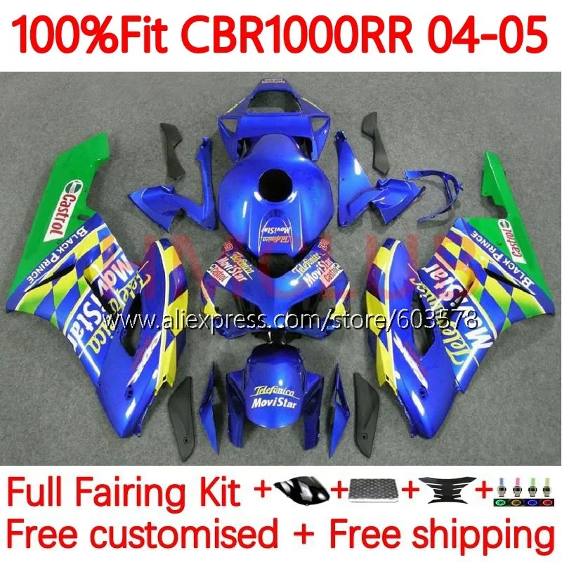 

Корпус OEM для HONDA CBR1000 CBR 1000 RR CC 1000CC Movistar Blue CBR1000RR 2004 2005 CBR 1000RR 04 05 Обтекатели для впрыска 115No.25