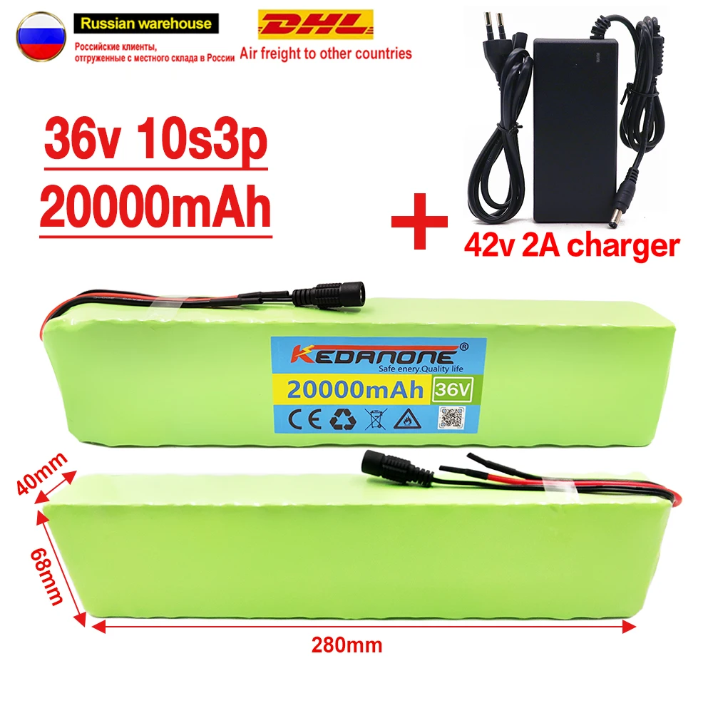 

New 10S3P 36V 20000mAh Electric Bike Battery Pack for High Power 1000W Electric Scooter Motorcycle Li-ion Battery 42V Charger