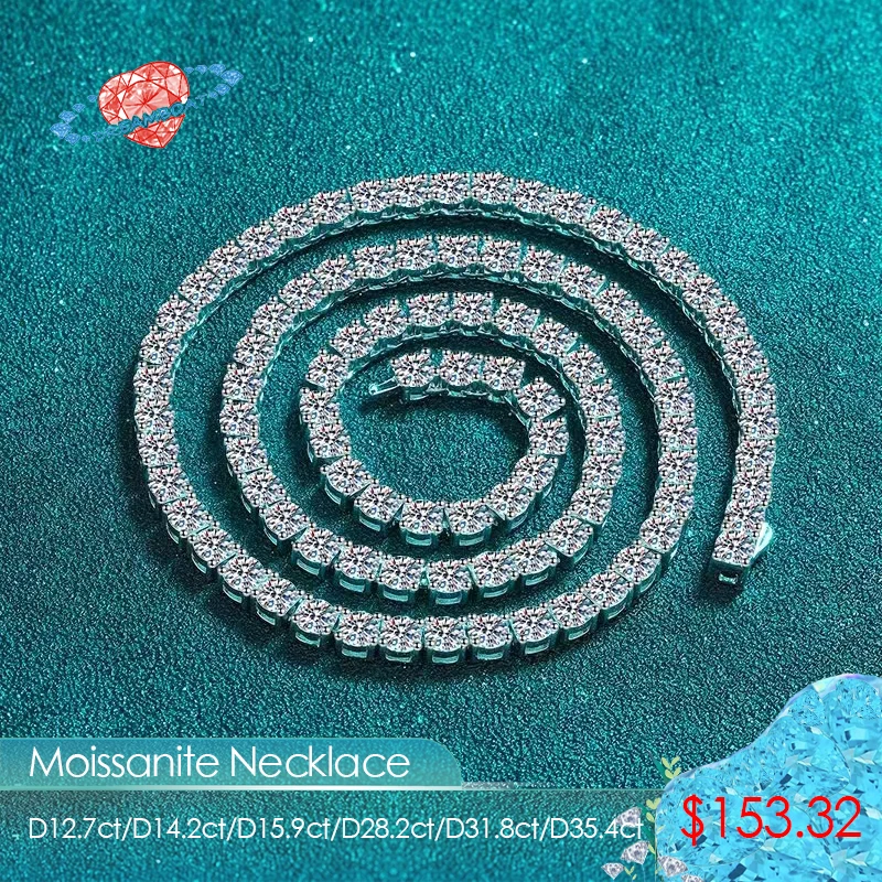 

Ожерелье женское из серебра 925 пробы с муассанитом и бриллиантами