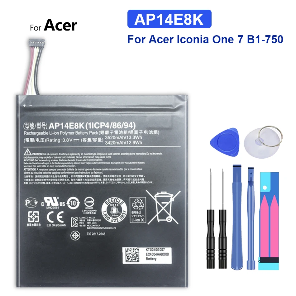 

Replacement Battery For Acer Iconia One 7 B1-750 Battery AP14E8K 3520mAh with Track Code