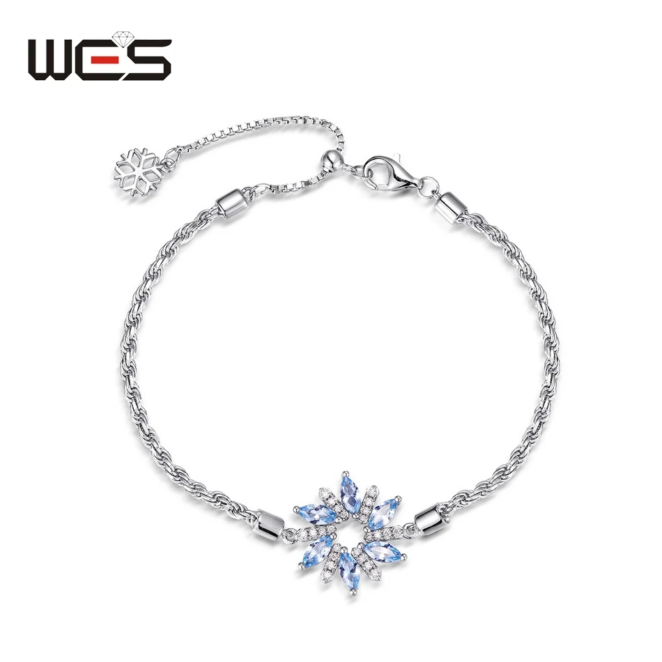 Женский браслет со снежинками из серебра 925 пробы 2 5x2 5 мм