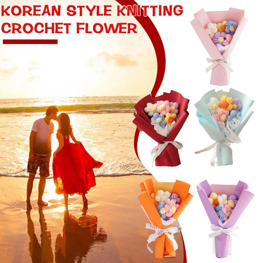 Ручная работа вязаный крючком вечный цветок Плетеный букет творческий A7B2