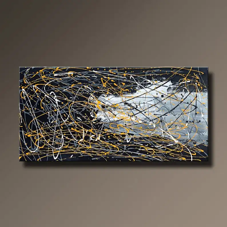 

Acrylic Abstract Painting Jackson Pollock Style Handmade Luxury Style Modern Wall Art Unique Living Room Decorabstract abstract