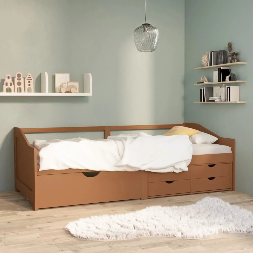 

3-Seater Day Bed with Drawers, Solid Pinewood Bed, Bedroom Furniture Honey Brown 90x200 cm