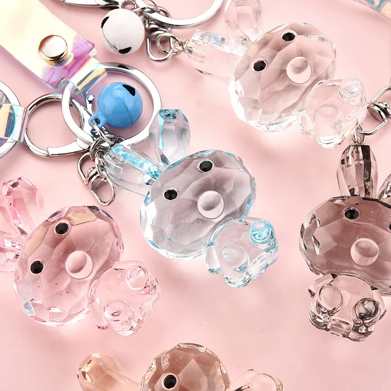 Cute Cartoon Transparent Rabbit Keychain 2021 Trend Fantasy Crystal Bunny Doll Pendant Key Ring Backpack Car Ornaments Gifts |