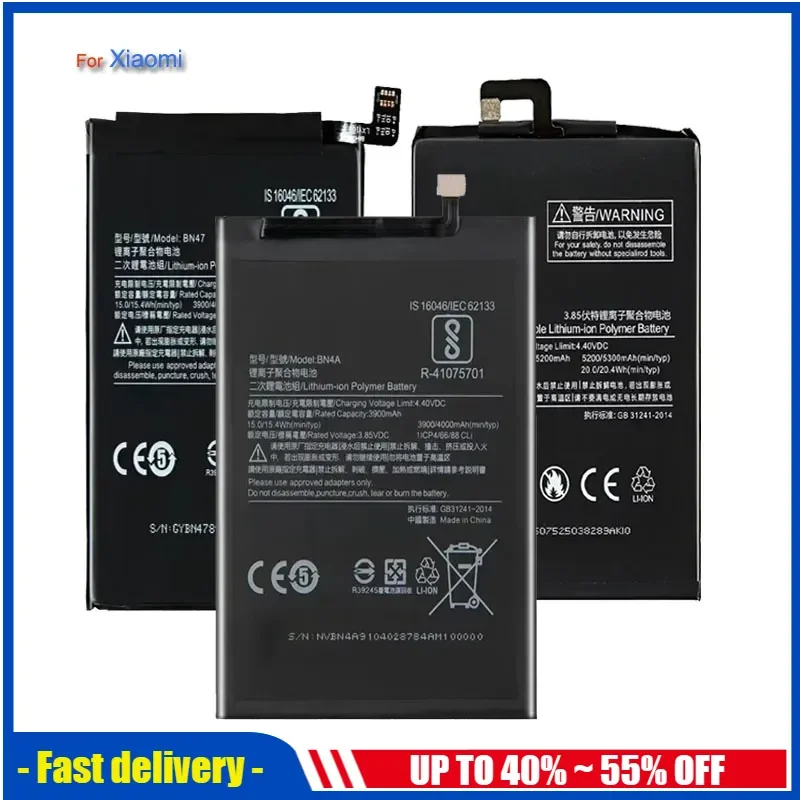 Battery For Xiaomi 2 3 5 6 8 Lite Pro 9 SE CC9 5X 2S 10T Mi Mix Max BM3M BM4F BM4H BM4J BM4N BM4P BM4Q BM4R BM51 BM52 BN3A BN51