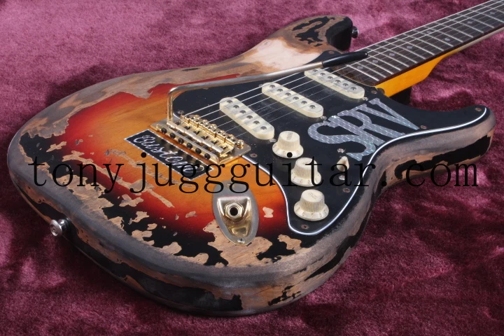 

Shop LTD Masterbuilt SRV Stevie Ray Vaughan Heavy Relic ST Tribute Electric Guitar Alder Body Vintage Sunburst, Tremolo Bridge