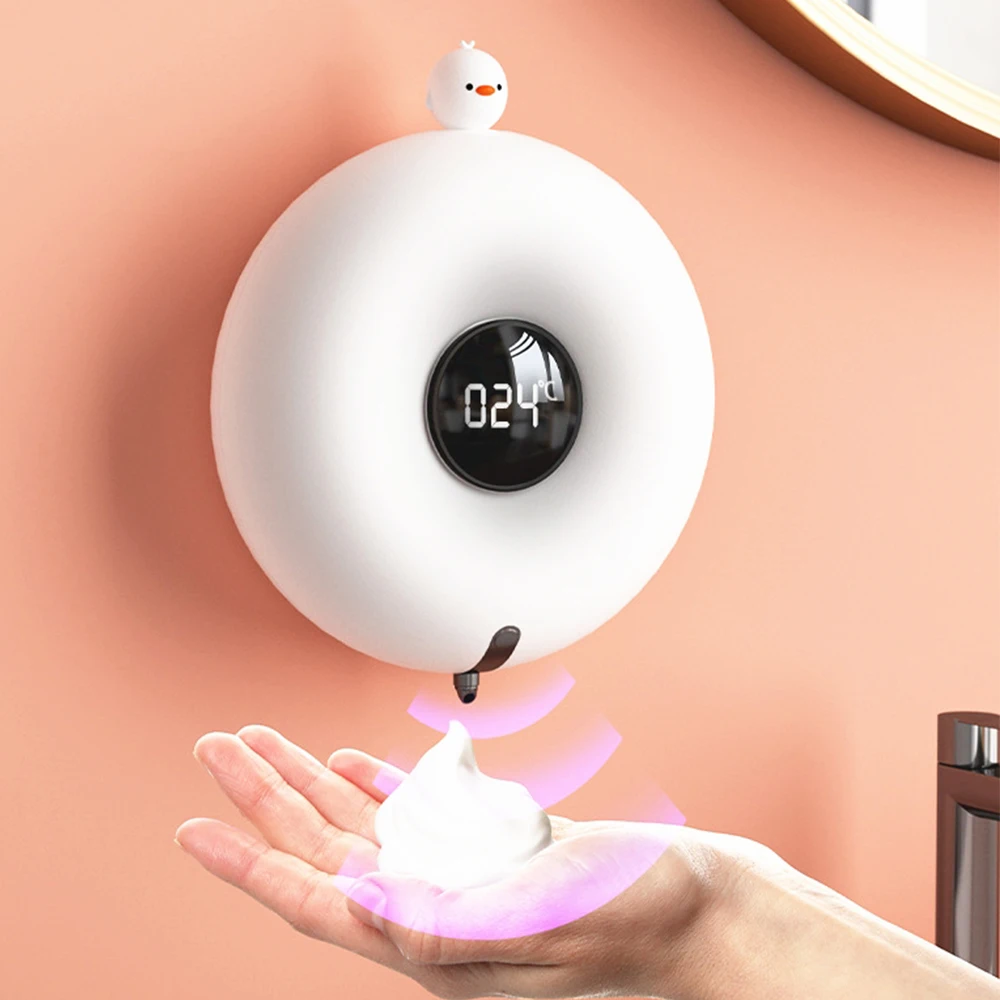 

Wall Mounted Lovely Donut Soap Dispenser Smart Infrared Automatic Soap Dispense Hand Washer For Hotel Washing Room Bathroom