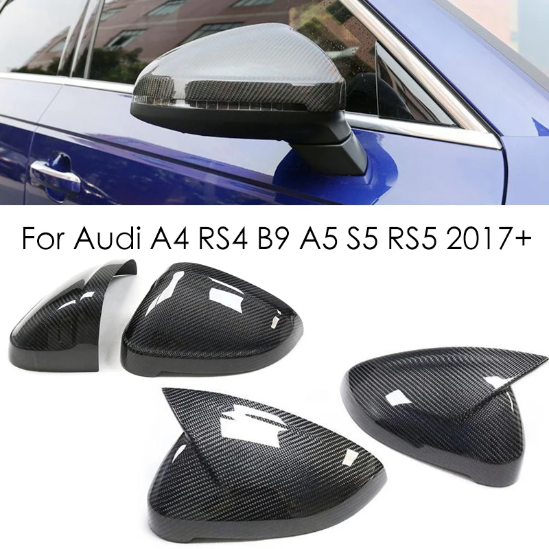 

For AUDI A4 S4 RS4 B9 A5 S5 RS5 2017+ Carbon Fiber Car Side Exterior Rearview Mirror Case Cover Trim Cap Add On Style