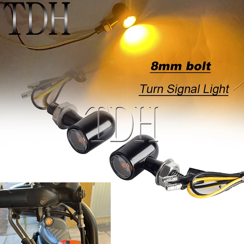 

СВЕТОДИОДНЫЕ Сигналы поворота для мотоцикла, фонарь диаметром 8 мм, мини-цилиндрический, яркий, для Harley Sportster XL Cafe Racer
