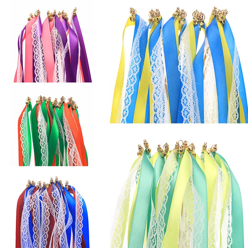 

10/12Pcs Colored Ribbon Wedding Magic Wands with Bell Wedding Ribbon Stick Ribbon Twirling Streamers Party Decoration Supplies