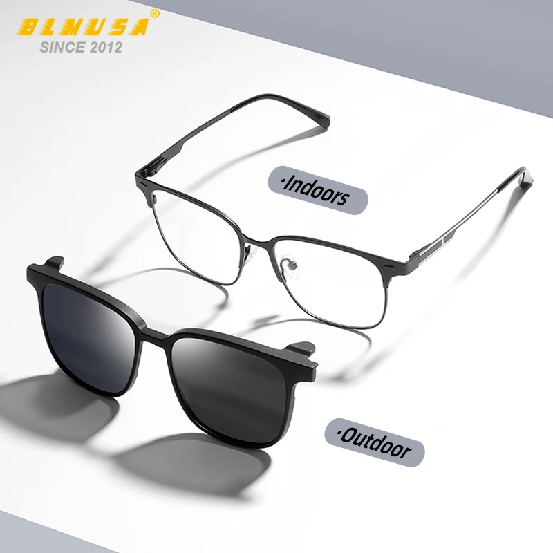 BLMUSA большие очки с магнитной клипсой для мужчин поляризационные солнцезащитные