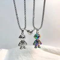 2pcset magnet attracts couple necklace spaceman charm jewelry chain necklaces lover distance gift for women men wholesale