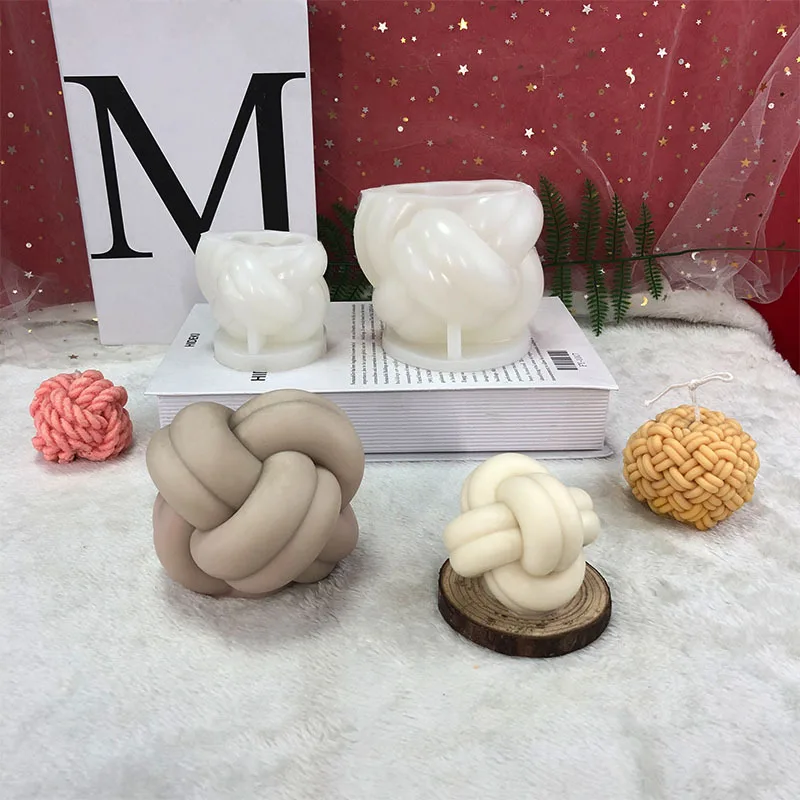 New Knotted Wool Ball Hemp Rope Scented Candle Silicone Mold Mousse Chocolate Cake Mold Candle Making Supplies Resin Mould