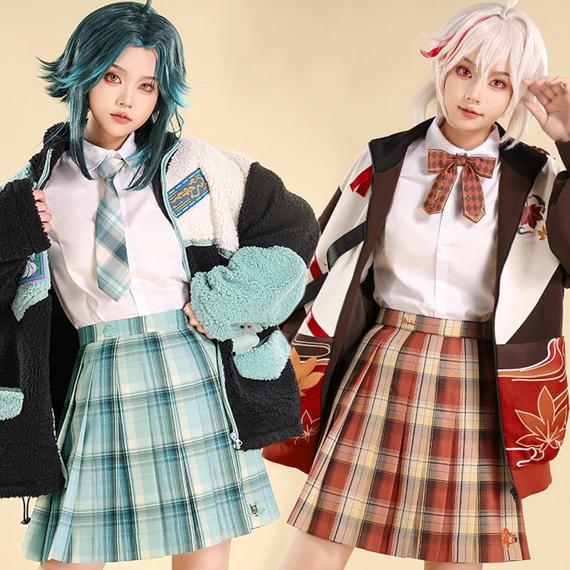 

Xiao/Klee/Tartaglia/Kaedehara Kazuha Cosplay JK Shirt Cos Game Game Genshin Impact Role Full Suit Dress JK Plaid skirt