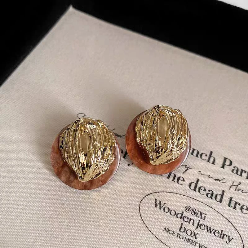 Ventag Merald геометрические круглые серьги-гвоздики плиссированные текстуры и