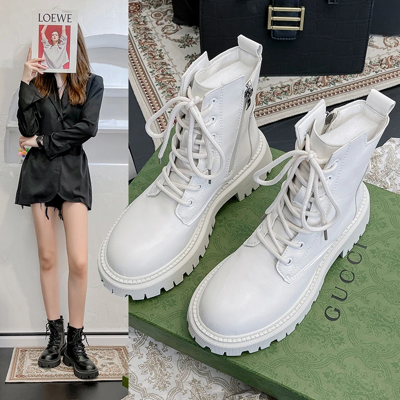 

Женские ботинки из искусственной кожи, Черные ботильоны в стиле панк и готика, на шнуровке, зимняя обувь, 2022