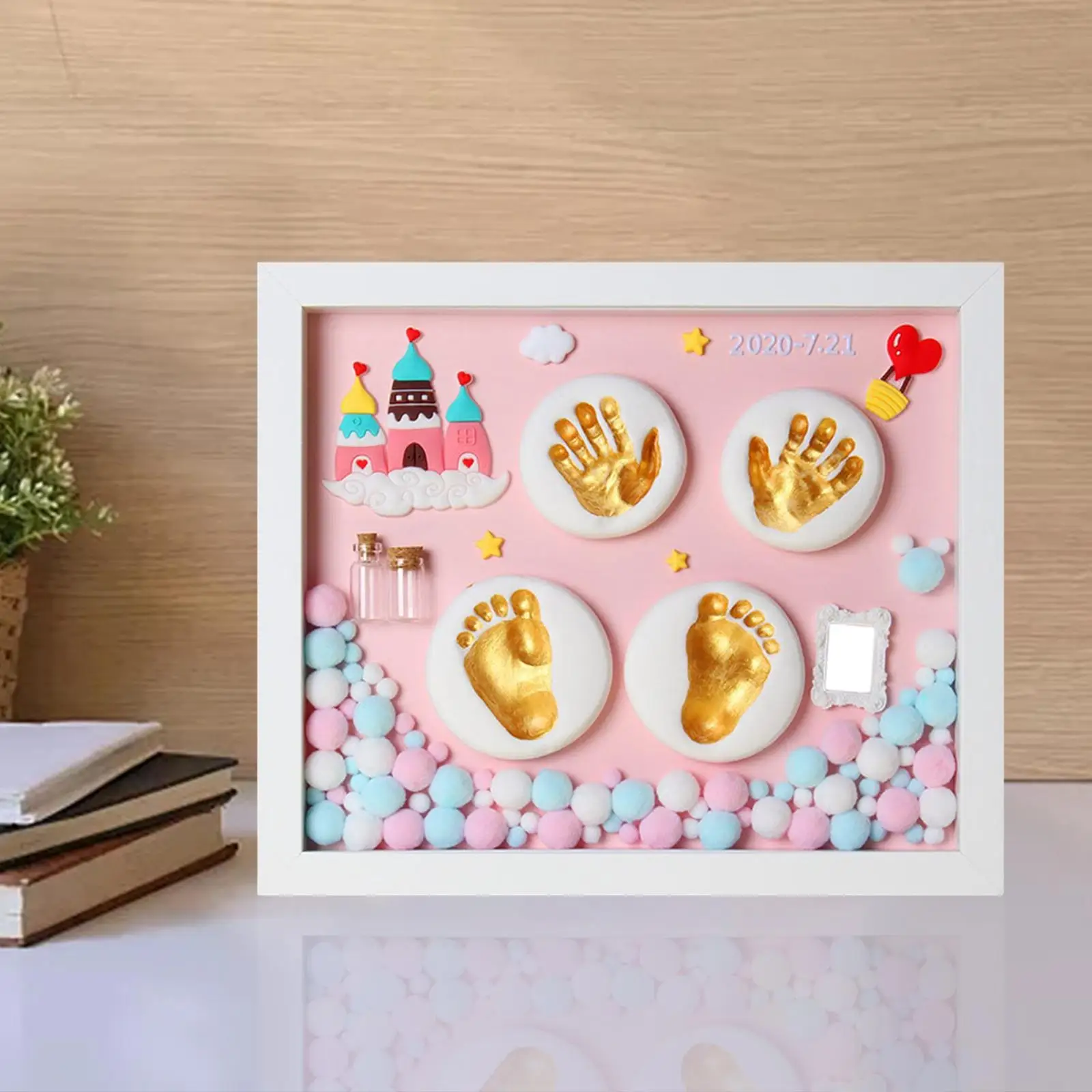 

Baby Picture Photo Frame Footprint Handprint 12inch Wood Photo Frame DIY for Baby Registry Girls Boys Wall Decoration Kids Gift