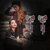 high grade colorful eardrop ear button butterfly earrings long retro personality all match earrings for women rhinestone jewelry
