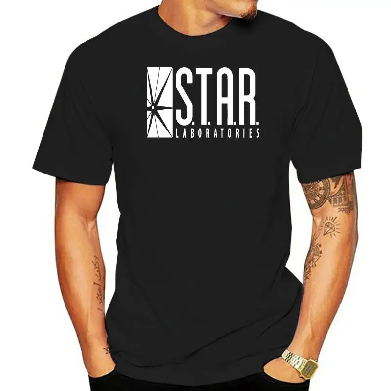 

STAR Labs Flash Mens T Shirt Barry Allen Star Laboratories on Pro Club Black tee(1)