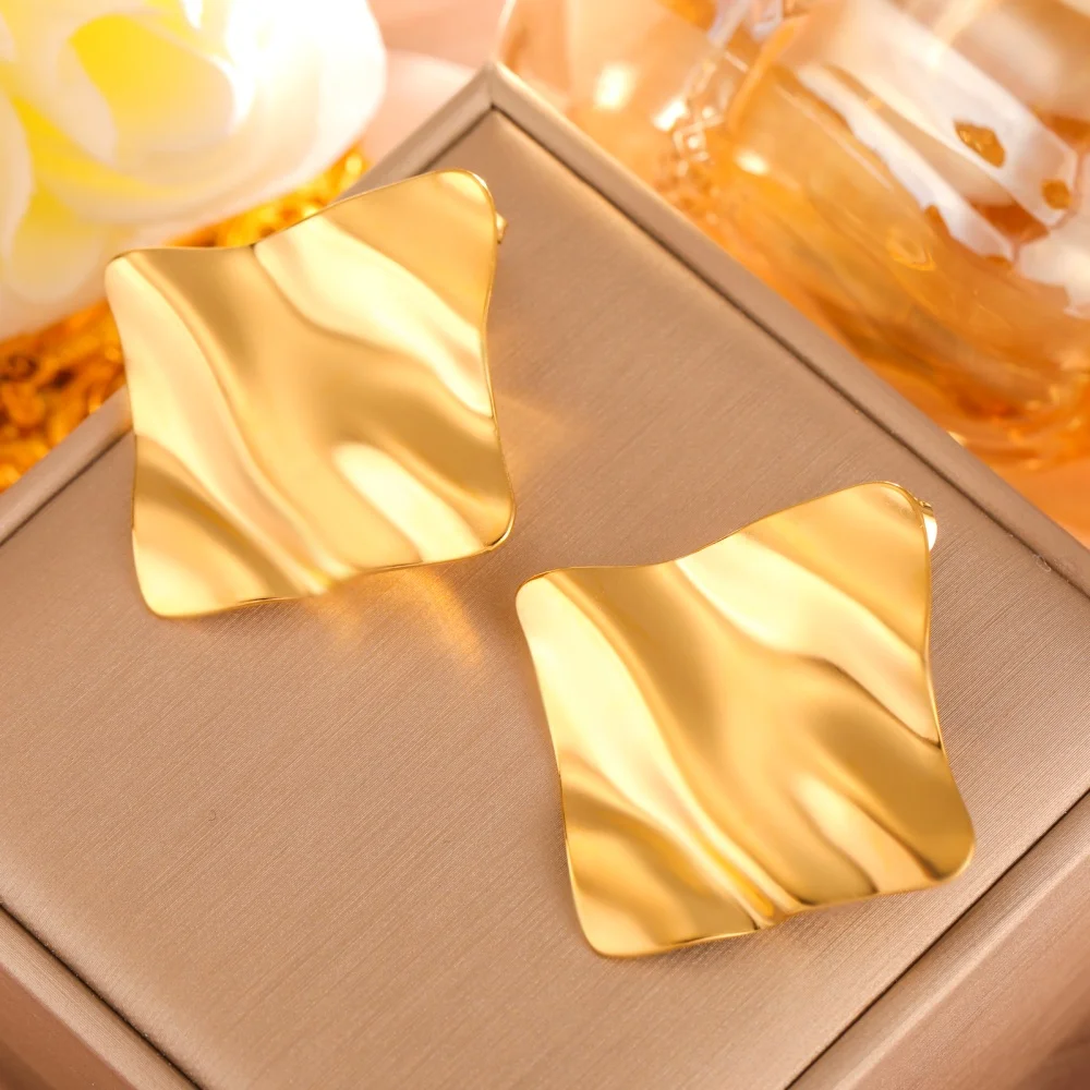 Квадратные серьги-гвоздики с рябью воды для женщин и девочек куртка-ушанка