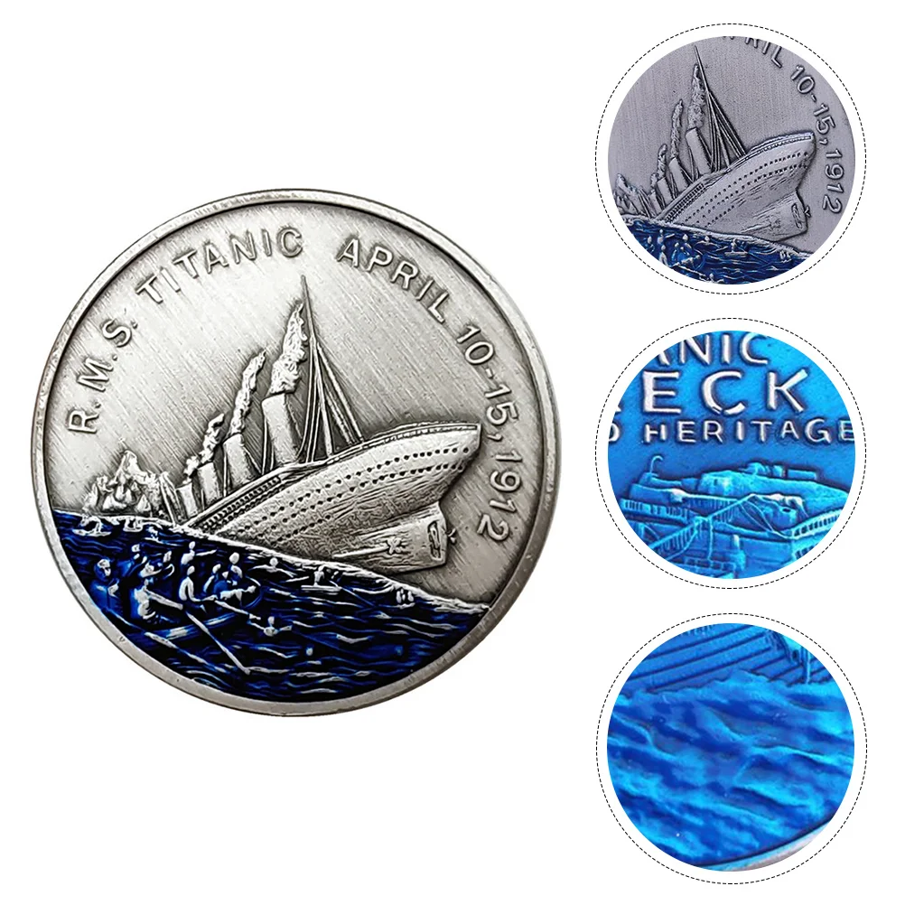 

Coin Titanic Coins Commemorative Souvenir Challenge Ship Anniversary Collecting Penny Decor Memory Hobby Boat Travel Map Feng