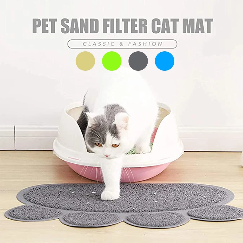 

Pet Cat Litter Paw Shaped Non-slip Mat Rub Feet Cat Toilet Dog Puppies Waterproof Litter Trapper Placemat Easy Washing Floor Pad