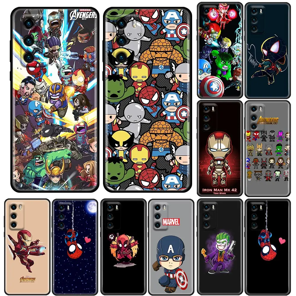 

Phone Case for Huawei P10 P20 P30 Case P40 Lite P50 Pro Plus P Smart Z Soft Silicone Cover Cute Cartoon Marvel Avengers