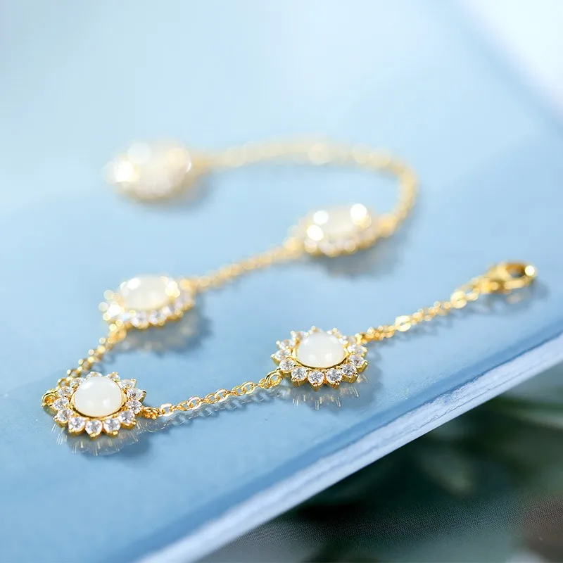 Женский браслет из халцедона Элегантное Изысканное ювелирное изделие с