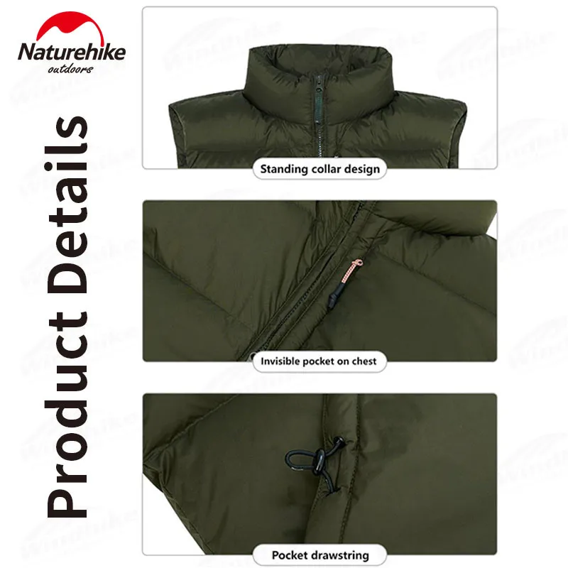 Naturehike осень зима кемпинг теплый пуховый жилет сверхлегкий гусиный пух мужская и