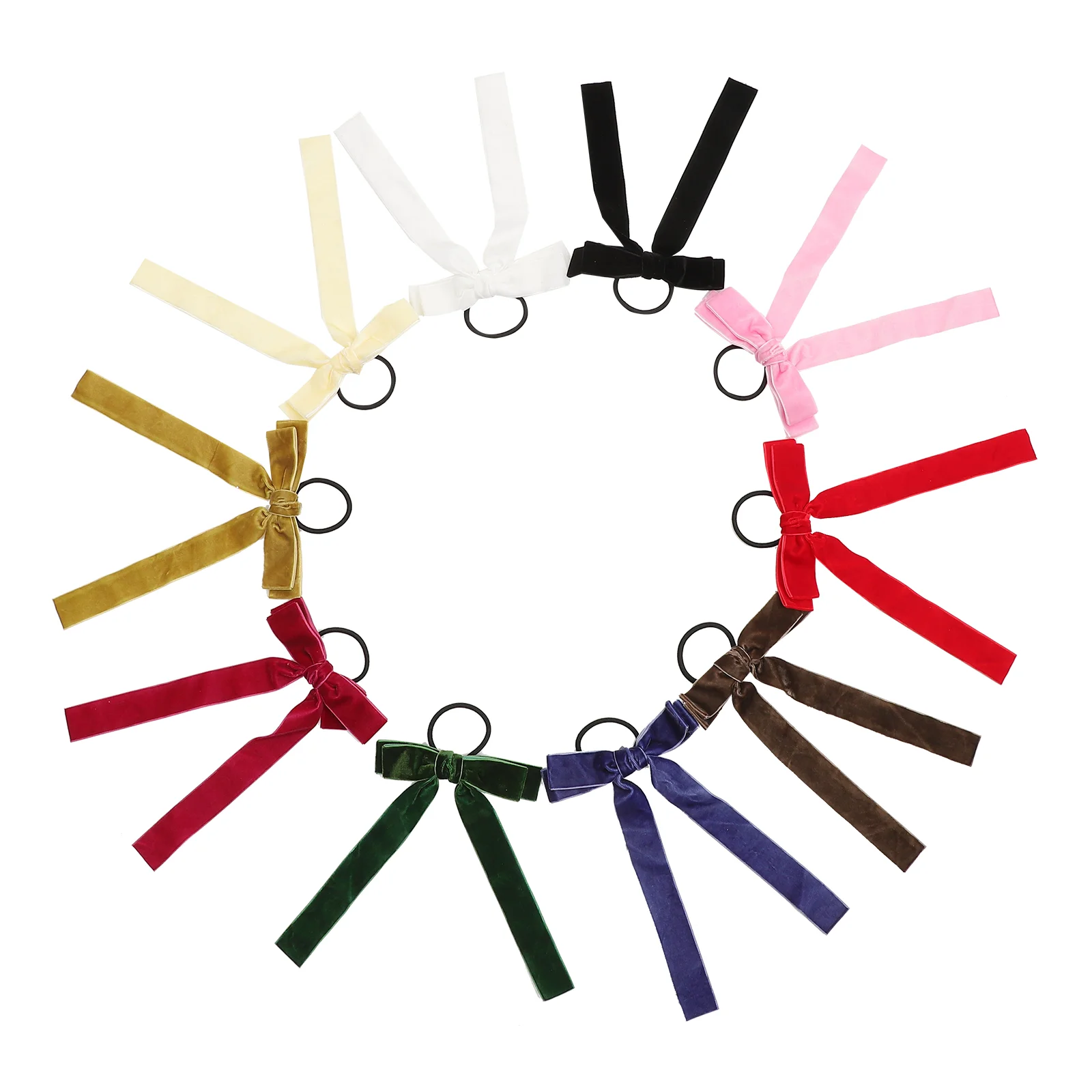 10 шт. ленты для волос бархатная резинка бант девочек хвост веревка аксессуары