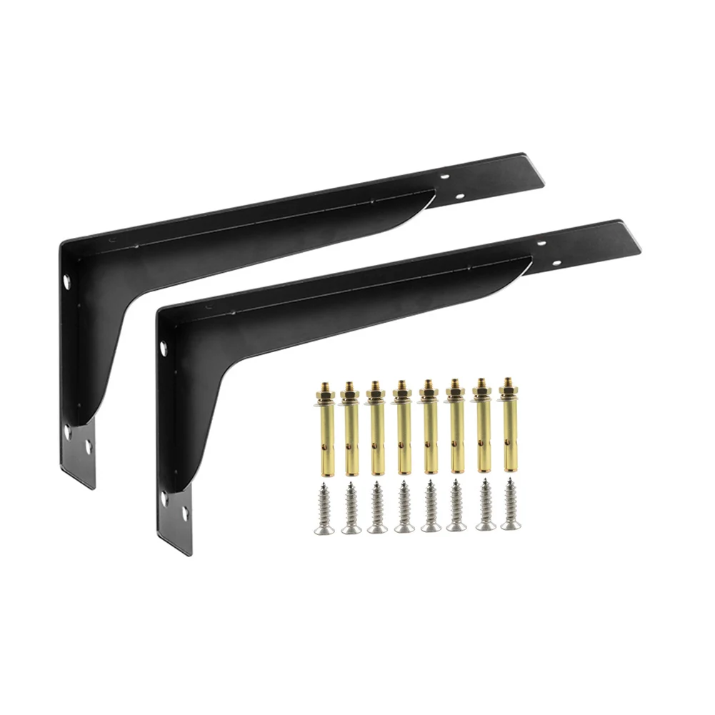 

1pair Wall Mounted Heavy Duty With Screws Black Shelf Bracket Modern Cold Rolled Steel Home Decor DIY Rustic Triangle Support