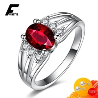fashion 925 silver jewelry ring for women wedding oval shape ruby zircon gemstone finger rings engagement accessories wholesale