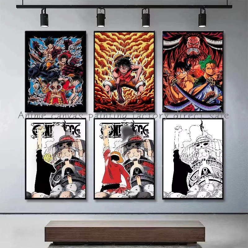 Фото Модный настенный декор для дома: холст с аниме-персонажами One Piece (Санжи, Луффи, Джо, Басорон), HD-постер, подарок для мальчика №2